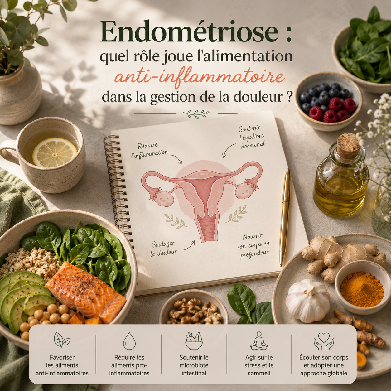 Endométriose : quel rôle joue l'alimentation anti-inflammatoire dans la gestion de la douleur ?